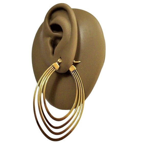 2 1/8 Inch 58mm Hoop Gold Tone Pierced Post Earrings - Picture 5 of 5